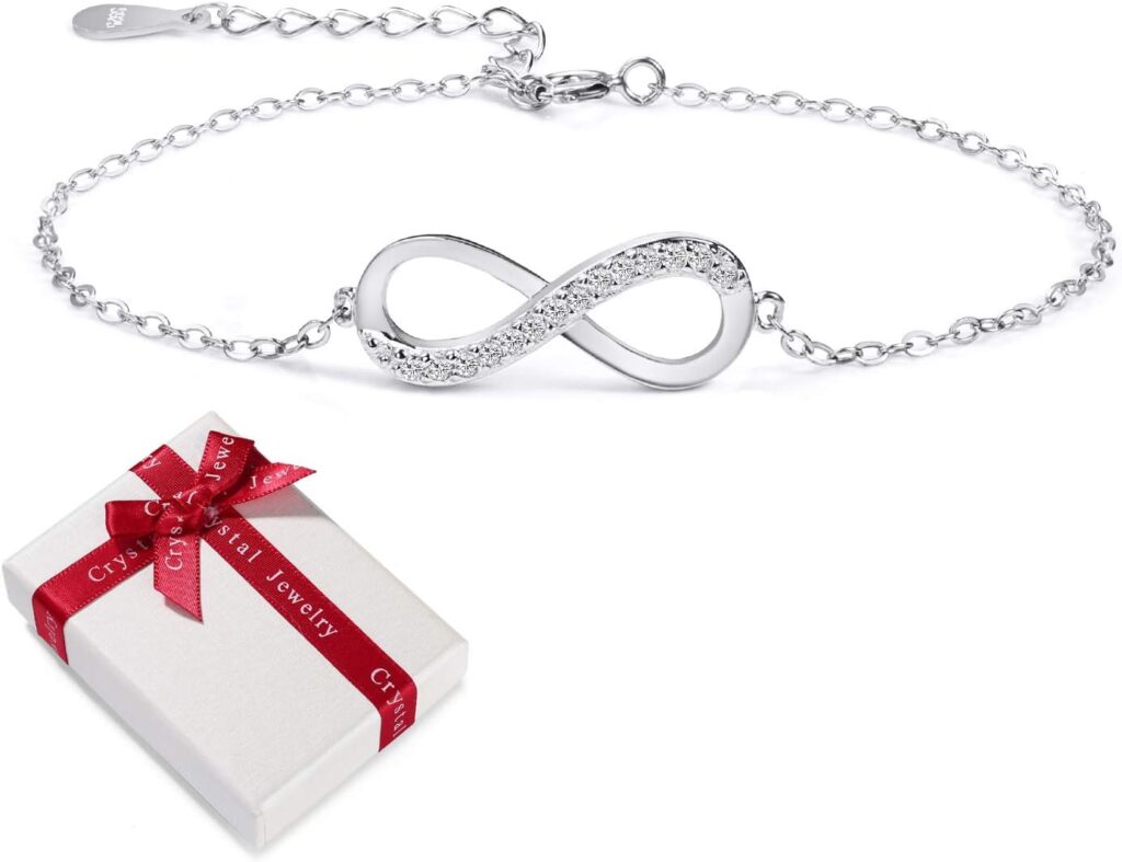 Bracelet Bijoux en Argent Sterling zircone cubique 925 pour Femmes, Infinity Symbol Love Cadeau pour lanniversaire de Noël Saint Valentin