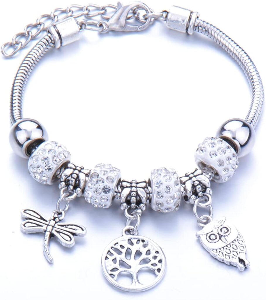 Bracelet femme LuLiyLdJ, bracelet chaîne en acier inoxydable avec pendentifs en perles et cristal