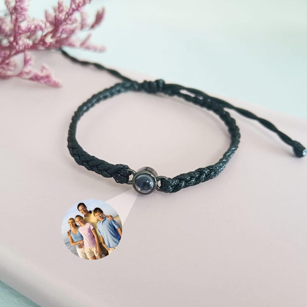Bracelet photo personnalisé avec photo circulaire personnalisée, bracelet photo personnalisé avec cadeau souvenir de couple