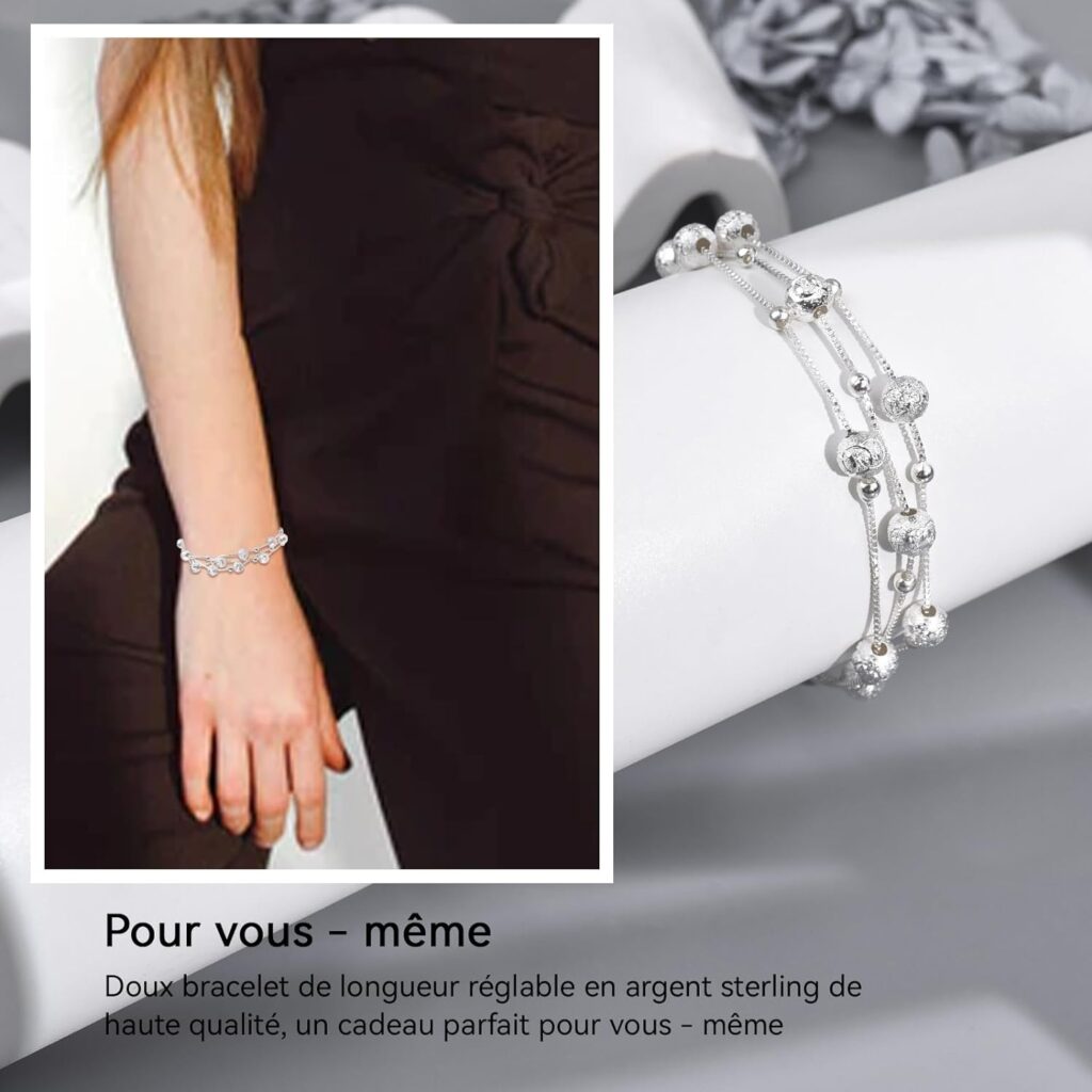 CheersLife Bracelet Femme Argent Trois Vies Et Trois Mondes Bracelets Bijoux Femme Argent Idées De Cadeaux pour Femme DAnniversaire Pour Les Cadeau pour Sœurs Mère Femme Fille