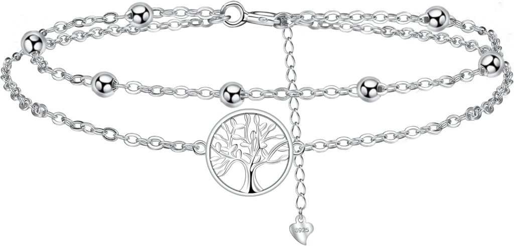J.MUEN Bracelet Arbre de Vie Pour Femme Argent Sterling 925 avec Zirconium Bracelets Réglable 16+ 4cm pour Femmes Cadeau