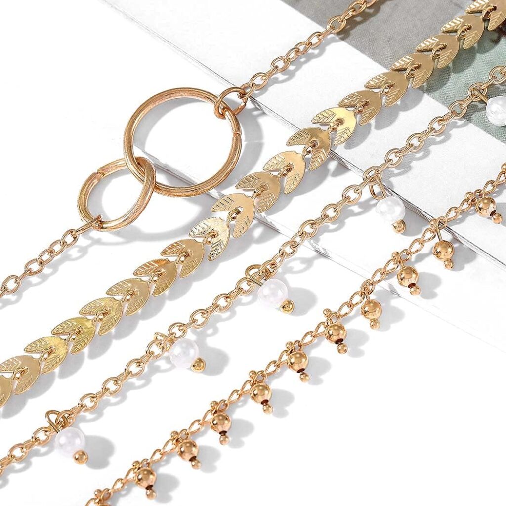 Yean – Lot de 4 bracelets à perles style bohème, doré