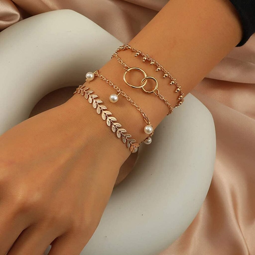 Yean – Lot de 4 bracelets à perles style bohème, doré